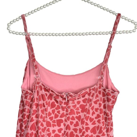Betsey Johnson Urban Outfitters Velvet Burnout Mini Slip Dress XS Hearts Fairy - Picture 6 of 11